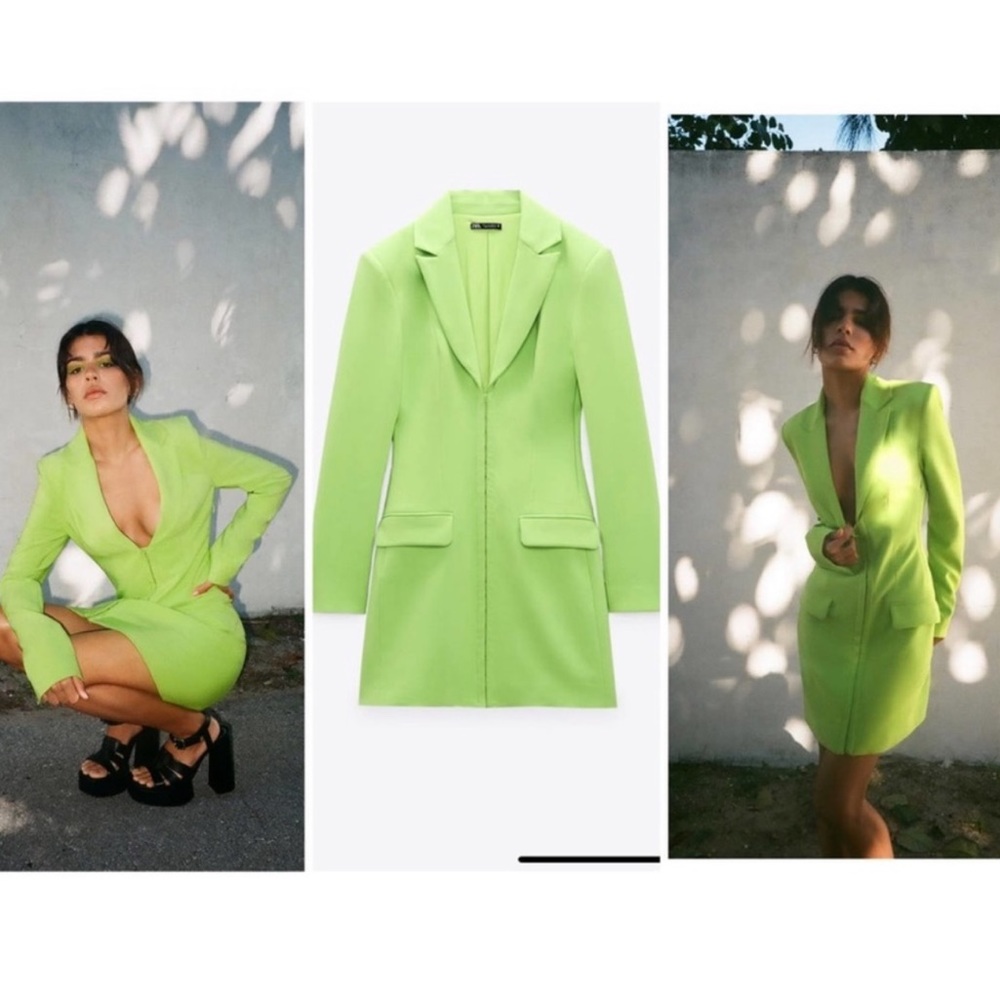 Zara Neon Green Blazer Dress